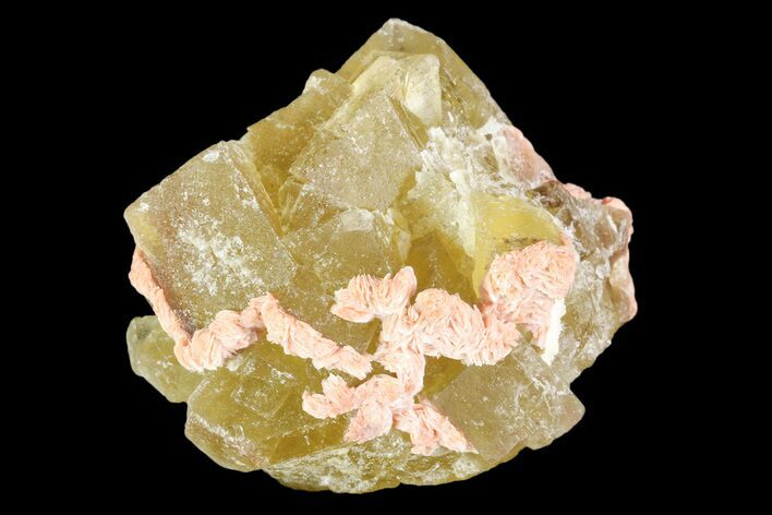 Lustrous Yellow Cubic Fluorite/Barite Crystal Cluster - Morocco #84298
